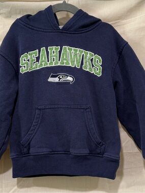 NFL Navy Pullover Hoodie with Green and White Seahawks Lettering